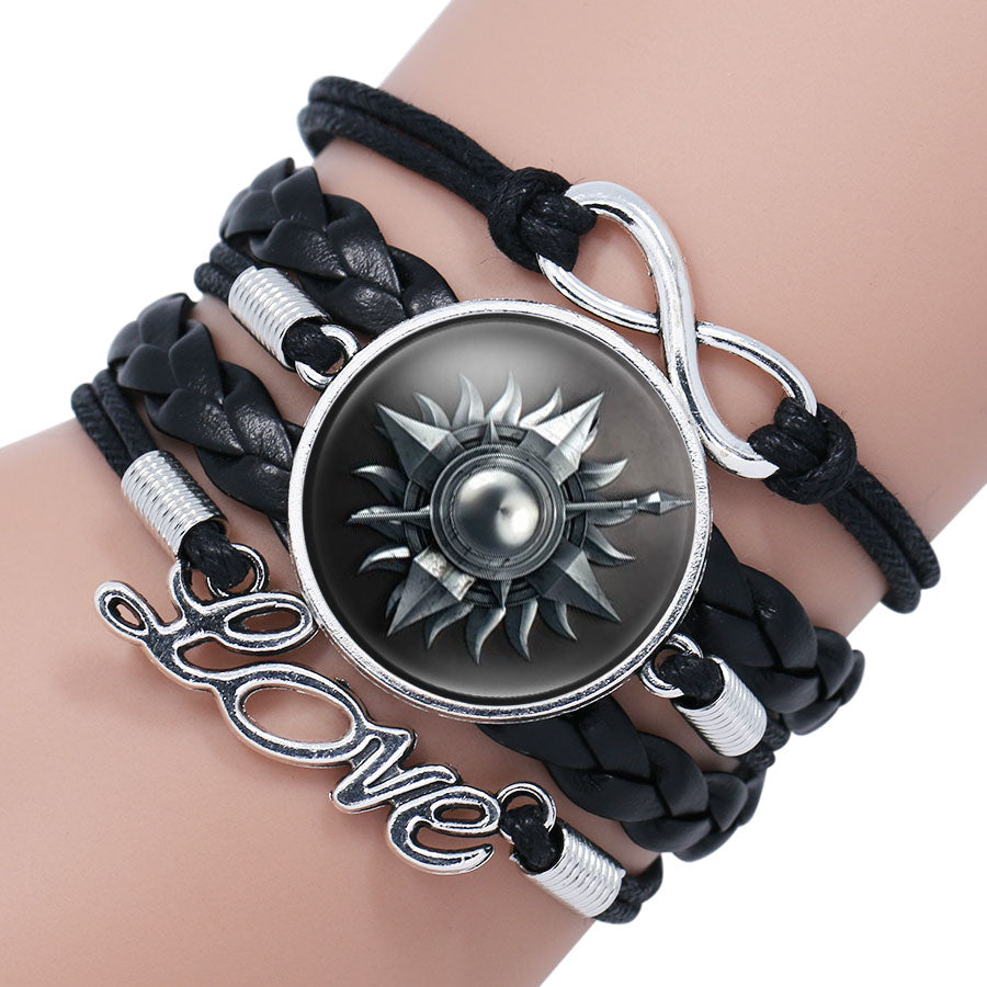 Game Of Throne Bracelet House Stark Wolf Head Infinity Glass Cabochon Bracelets Bangles WINTER COMING Wrap Bracelet