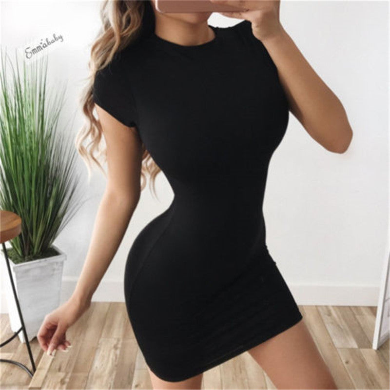 Ladies Bodycon Solid Party Dress Sexy Dresses Women Bodycon