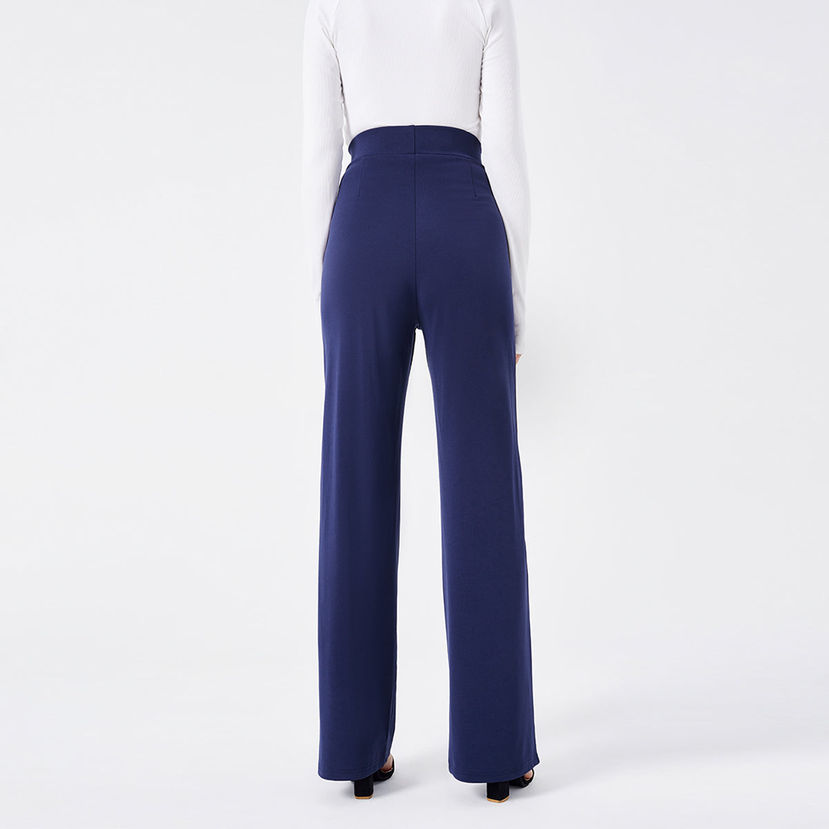 Solid Color Casual Pants Slim, High-waisted Bell Bottoms