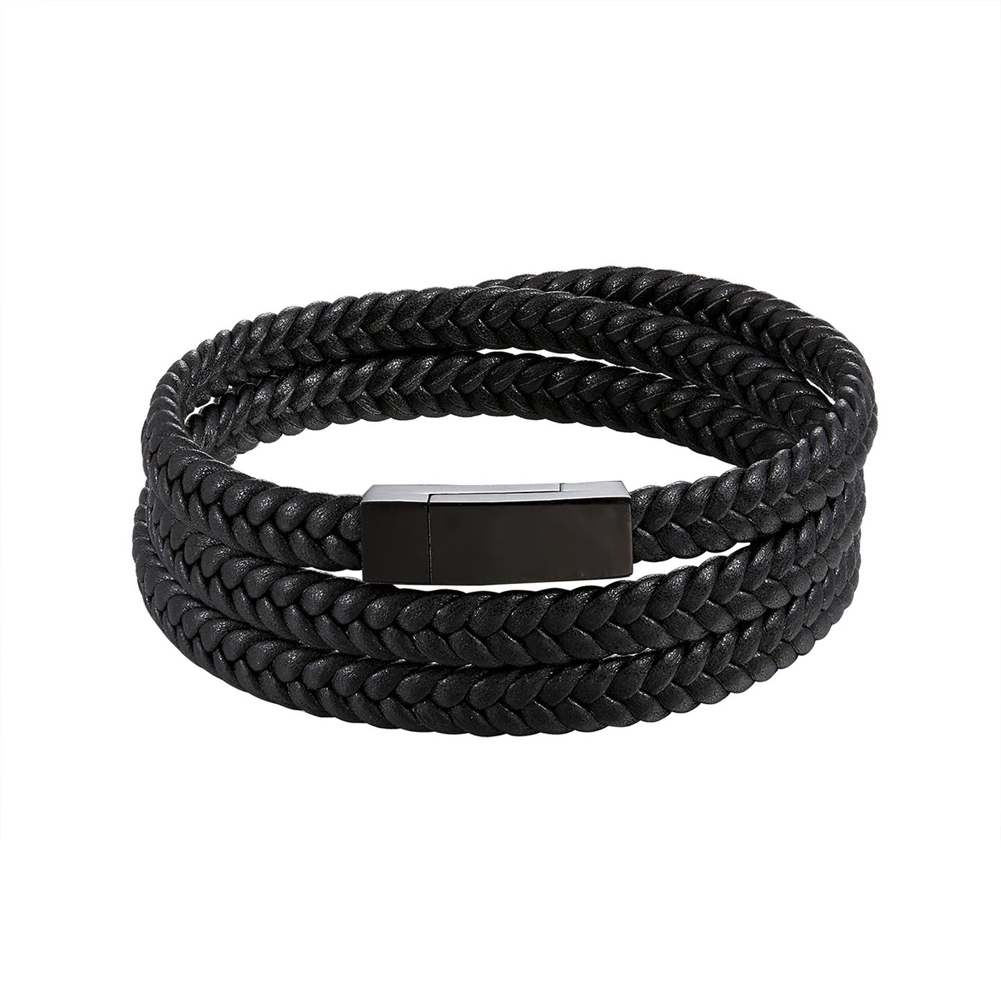 Magnetic buckle braided leather rope