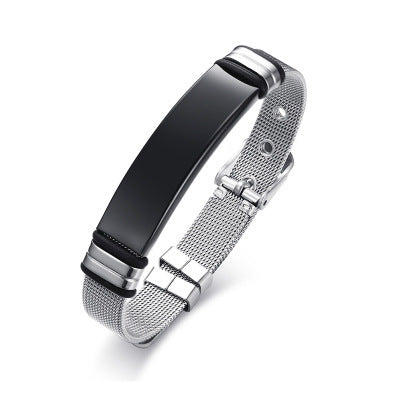 Black bent titanium steel bracelet