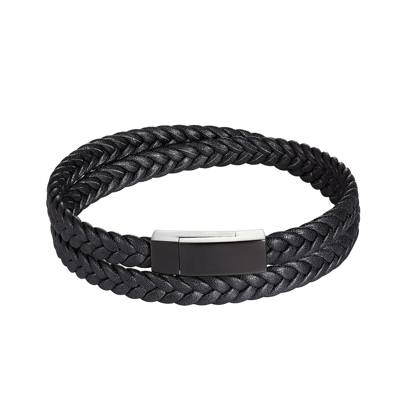 Magnetic buckle braided leather rope